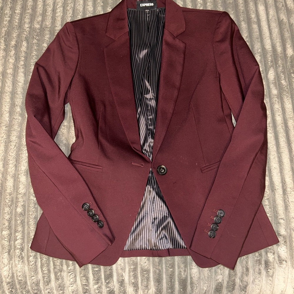 Express Burgundy Fitted Blazer – Women’s Size 0